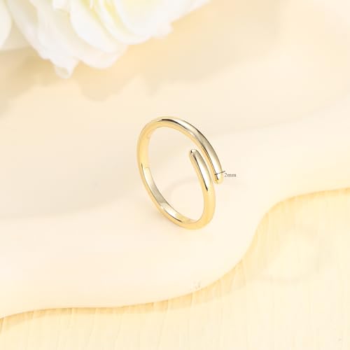 14K Gold Plated Ring for Women Stylish Copper Band Open Twist Adjustable Ring Wedding Jewelry for Women Comfortable Everyday Wear Size 163