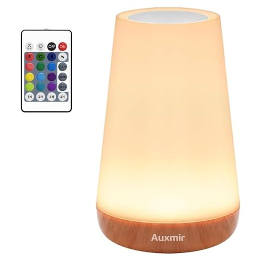 Auxmir LED-Sänglampa, Dimbar Atmosfärbordslampa med Varmt Vitt Ljus, 13 Färger Och Färgförändringar, Beröringskänsligt Nattljus för Sovrum, Vardagsrum och Kontor [Energiklass A]