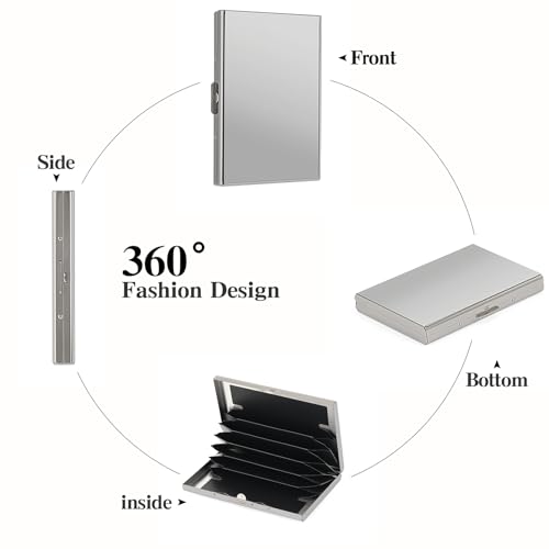 Image of Stainless Steel Credit Card Wallet RFID Blocking Metal Case Pocket Business Card Holder for Women and Men