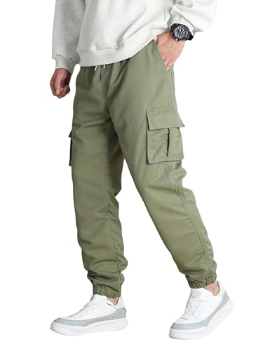 Image of POSHAX Men's Regular Pant (Cargo 124 Olive Green-XL