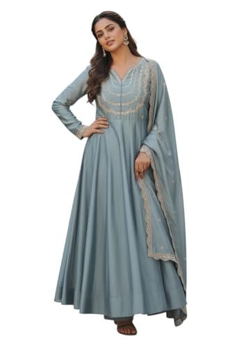 Robe Anarkali Yashika soie mélangée pour silhouette fluide et élégante