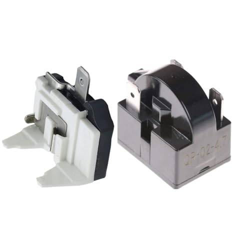 1Pcs QP-02-4.7 3Pin 4.7 Ohm Refrigerator Start Relay Coolers Compressor Starter and 1Pcs 1/2HP Refrigerator Overload Protector