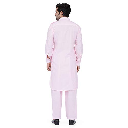 Kurta Ensemble de Pyjama Indien pour Homme Rose Taille 50