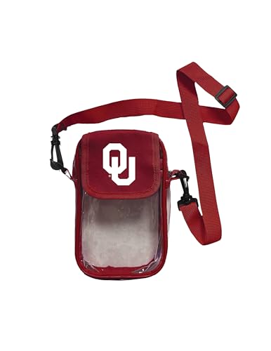 Oklahoma University Mini Stadium Bag – Convenient & Compact Hands-Free 7.5 Inch Clear Crossbody Pouch for Valuables – For Games, Graduations, Concerts – NCAA Security Approved