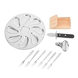 TOPBATHY 10 Stück Edelstahlwerkzeuge Austernforken Austernzange Zitronenpresse und Servierteller für Einfache Meeresfrüchtezubereitung und Veranstaltungen