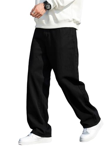 DFGIGT Men's Wide Leg Y2K Jeans D9 Black Medium