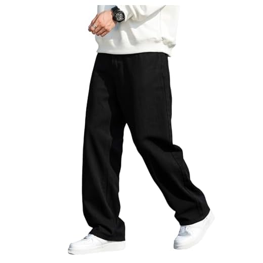 DFGIGT Calça jeans masculina folgada Y2k Skater calça jeans perna reta hip hop, D9 preta, XGG