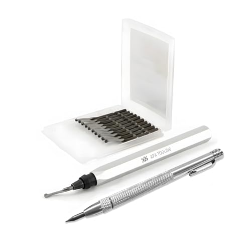 AFA Tooling - Deburring Tool with 11 High Speed Steel Swivel Blades and Tungsten Carbide Scribe - Works on Metal, Resin, PVC Pipes, Copper, Plastic and 3D Printed Edges - Plumbing & 3D Printing Tool
