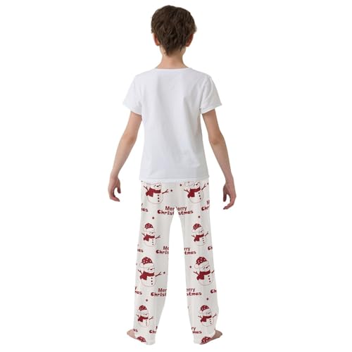 Winter Christmas Snowman Beige Boys Pants for Kids Jogger Pants with Pockets S-XL3