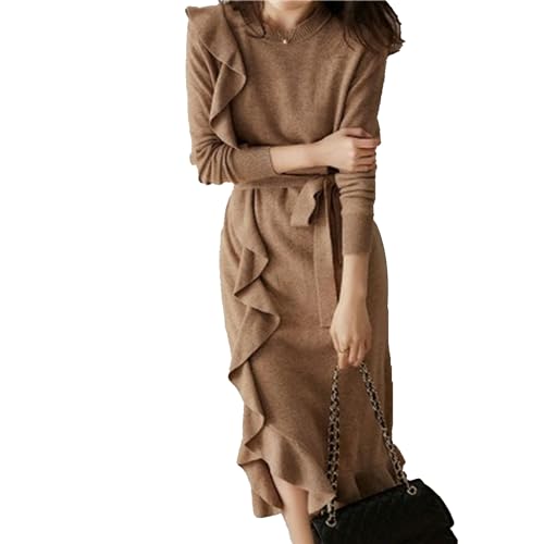 Robe midi à taille haute élégante kaki XL pour femmes