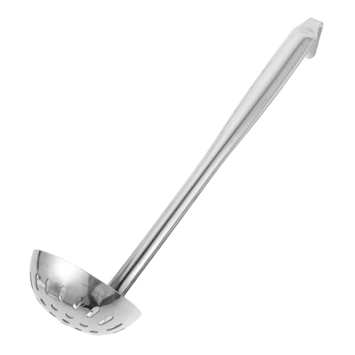 Cabilock Cucharón Inoxidable con Ranuras y Mango Ergonómico Diseño con Gancho para Colgar Cucharón Colador Resistente para Servir Guisos y Hot Pot Cocina y Restaurantes
