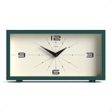 Jones Clocks® Odeon desk clock | Modern rectangular design | Green | Stylish retro look for shelf, table, mantel or bedside