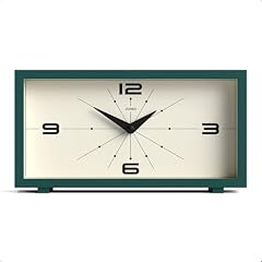 JONES CLOCKS® 'Odeon' Desk Clock Modern Rectangular Design in Green, Stylish Retro Look for Shelf photo JONES CLOCKS® 'Odeon' Desk Clock Modern Rectangular Design in Green, Stylish Retro Look for Shelf
