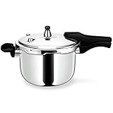 Stainless Steel Pressure Cooker, Peterboo 4.22 Quart Induction Compatible Thickened Pressure Cooker with Spring Valve Safeguard Devices, Compatible with Gas & Induction Cooker 2-5 Members Use