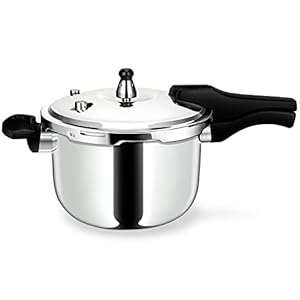 Stainless Steel Pressure Cooker, Peterboo 4 Quart Induction Compatible Thickened Pressure Cooker with Spring Valve Safeguard Devices, Compatible with Gas & Induction Cooker 2-3 Members Use