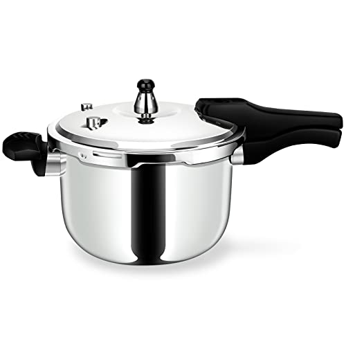 Stainless Steel Pressure Cooker, Peterboo 4 Quart Induction Compatible Thickened Pressure Cooker with Spring Valve Safeguard Devices, Compatible with Gas & Induction Cooker 2-3 Members Use