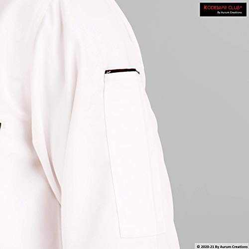 Image of Kodenipr Club Traditional White Chef Coat Black Piping Contrast, Detachable Button Poly /Cotton, Size (XXL-44)