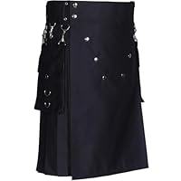 All Kilts Sports Active Utility-Kilt Mit Abnehmbaren Taschen Für Herren (50'', Schwarz)