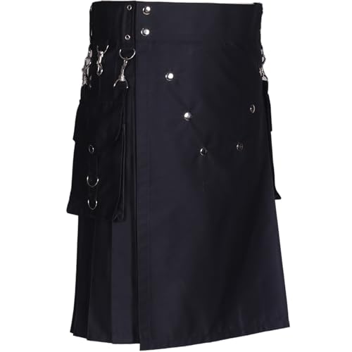 All Kilts Sports Active Utility-Kilt Mit Abnehmbaren Taschen Für Herren (50'', Schwarz)