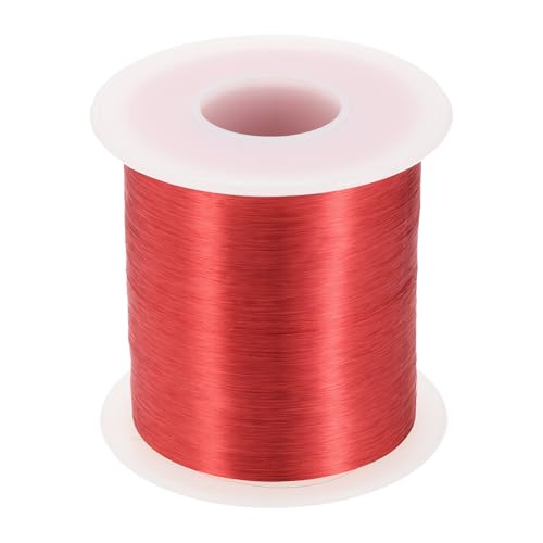 MECCANIXITY 43 AWG Magnet Wire, 43 Gauge Enameled Copper Wires 16 oz Magnetic Coil for Transformer Motor Electric, F Grade 311 Fahrenheit (155 Celsius), Red