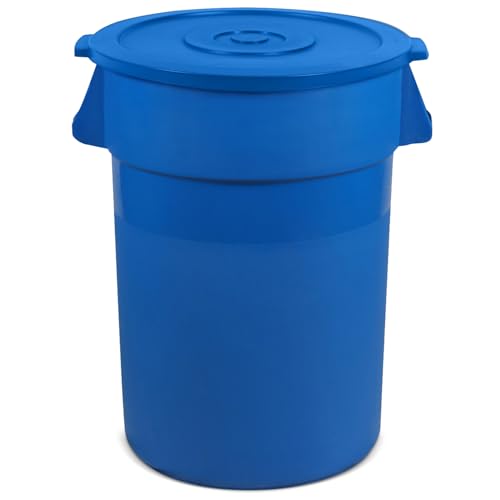 Caneca de basura redonda de plástico azul 32 galones