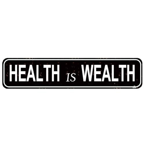 Health Is Wealth Sign - Vintage Rustic Metal Wall Decor