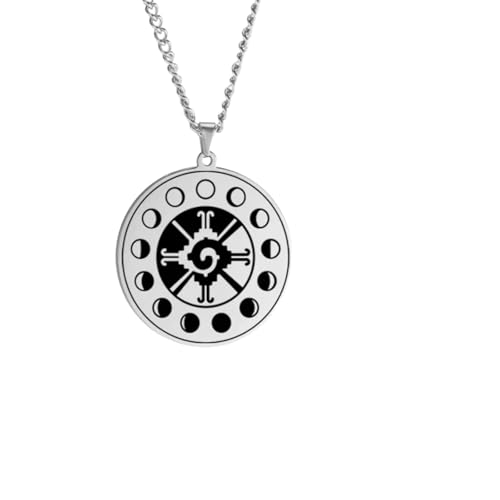 Collier Hunab ku Maya en acier inoxydable : bijou pendentif talisman homme