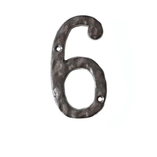 Números de casa de 5.5 pulgadas resistentes de hierro fundido rústico de metal número de dirección de casa martillado Aspecto (6)