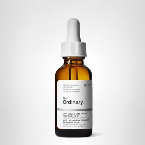 The Ordinary 100% Organic Cold-Pressed Rose Hip Seed Oil, Addresses Signs of Aging by Improving the Appearance of Uneven Skin Tone, Supporting Skin Elasticity, 1 Fl Oz