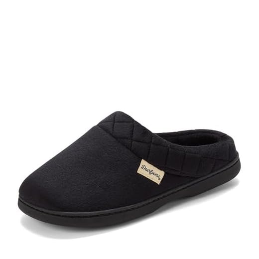 Dearfoams Women's Indoor/Outdoor Memory Foam Darcy Microfiber Velour Clog, Wide Widths Slipper, Black, Large