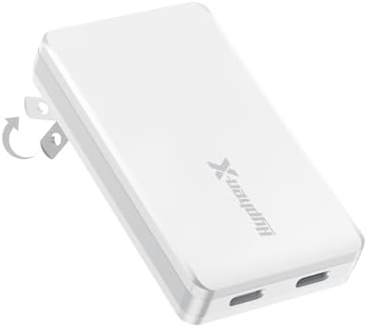 Type C Flat Wall Charger, 67W Flat USB C Wall Charger Block Slim Fast Charging Block with Foldable Plug Double USB C Port Power Adapter for iPhone 15/14 Pro Max Plus Mini, AirPods, iPad,Samsung Galaxy