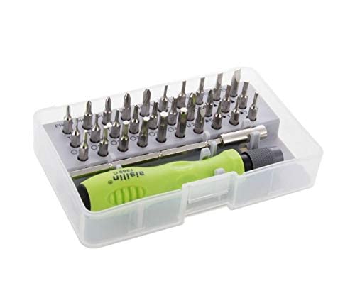 Image of 32 In 1 Mini Interchangeable Multipurpose Screwdriver Bits Set with Magnetic Flexible Extension Rod for Home Appliance; Laptop; Mobile; Computer Repairing Preparations (Green)