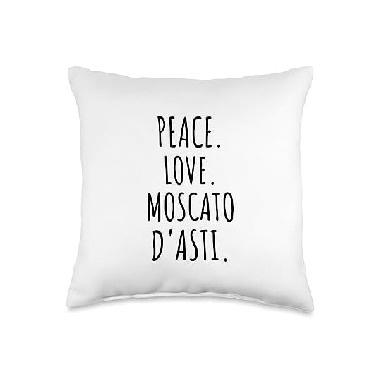 Peace Love Moscato d'Asti Italian Wine Lover Throw Pillow