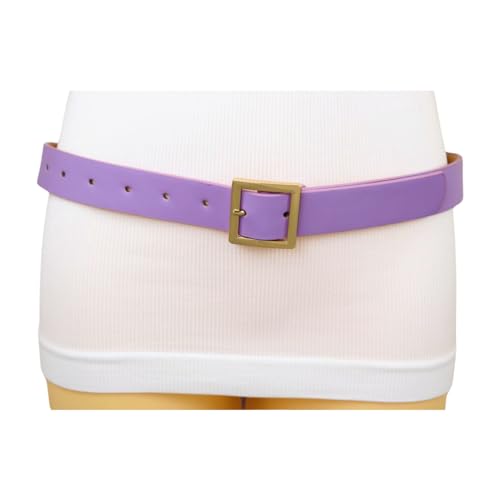 Women Skinny Classy Fashion Belt Hip High Waist Gold Metal Square Buckle Size S M Lavender z0652