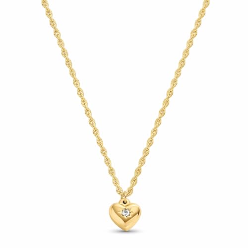 Image of EMILIAZ Lovira Gold Heart Necklace for Women, 18K Gold Plated Waterproof Heart Pendant Necklace, Dainty CZ, Hypoallergenic 316L Stainless Steel, Adjustable Chain, Gift Ready for Valentine’s Day