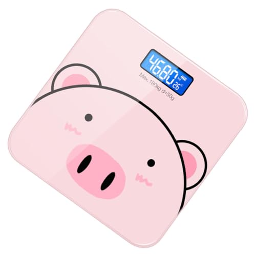 HEMOTON Báscula Electrónica de Peso Corporal Dibujos Animados Carga USB Vidrio Templado Precisión para Uso Doméstico Saludable y Portátil Adecuado para Seguimiento de Peso