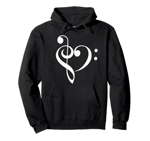 I Love Music Hoodie Heart Treble Bass Clef Symbol Apparel Pullover Hoodie