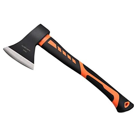 Chopping Axe, 15” Camping Outdoor Hatchet for Wood Splitting and Kindling, Forged Carbon Steel Heat Treated Hand Maul Tool Cover