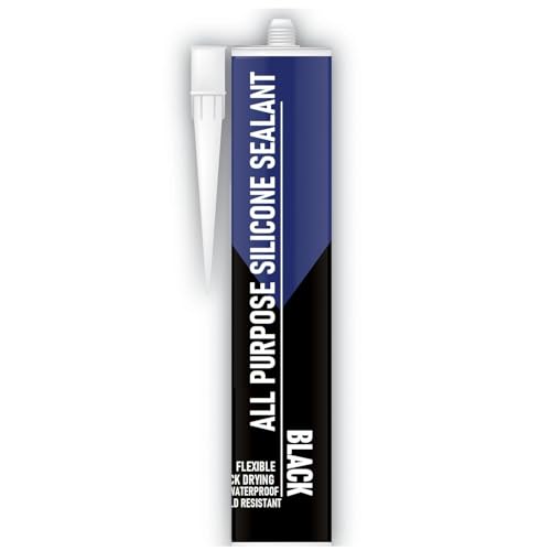 Silicone Sealant Multi Use Easy To Apply Indoor & Outdoor Sealant Cartridge Waterproof (1189 - Black All Purpose Sealant)