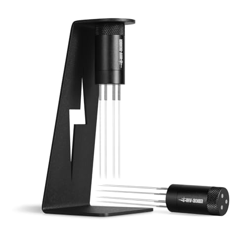 MHW-3BOMBER WDT Tool Espresso Distribution Tool with Magnetic Stand, Adjustable Needle Range, 0.4mm Stainless Steel Needles (8+6 Spare), Anti-Clumping Coffee Stirrer for 51/54/58mm Portafilt