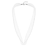 AeraVida Versatile and Chic Double Strand Ribbon Silk Choker Necklace with .925 Sterling Silver Clasp (White)