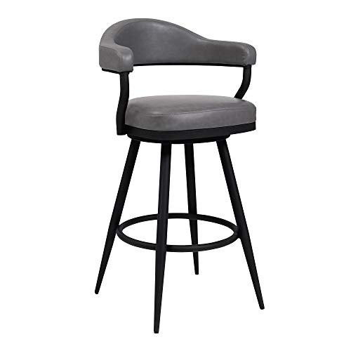 Butaco Armen Living Amador 30" Altura de Barra en Acabado Negro con Estructura en Powder Coated y Tapizado en Piel Sintética Gris Vintage miniatura 1