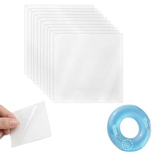 QTORCHE Kit de Réparation en TPU Transparent 10 Pièces (7x7cm), Rustine Matelas Gonflable Auto-Adhésive pour Surface Plane, Idéal pour Piscine Gonflable,...