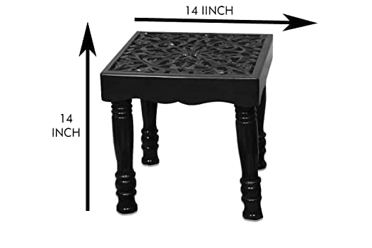Image of Brown Arts Shoppee Center Small Carved Coffee Table Fold-able Square Shaped Side Table for Tea Coffee Breakfast Side Table (Black)