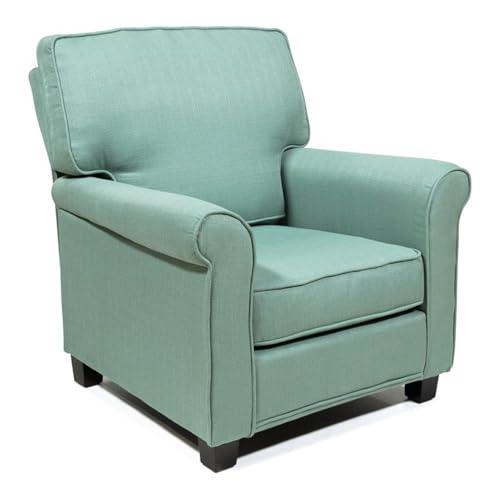 Sillón con estructura de madera y tapizado azul miniatura 1