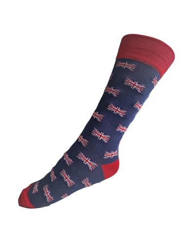 House Of Tweed Mens Colorful Fun Dress Socks Funky Pattern Novelty Smart Design Biodegrdable Bamboo Calf Socks Size 7-12 One Pair (UK, Numeric, 7, 12, Regular, Regular, Best of British Small Flag)