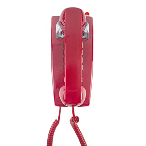 Opis Technology WallFon Cable : téléphone Mural Filaire Vintage 70, Compatible Lignes Fixes, Box et routeurs, Rouge