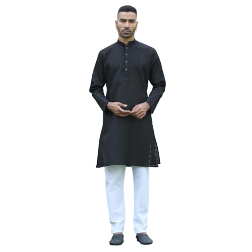 Image of KRAFT INDIA Men's Cotton Kurta Pyjama Set | Woven Design Traditional Ethnic Wear | Festive, Wedding & Casual Outfit | Comfortable & Breathable Fabric