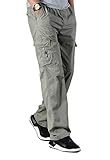 Banana Bucket Men's Full Elastic Waist Loose Fit Lightweight Workwear Pull On Cargo Pants Khaki