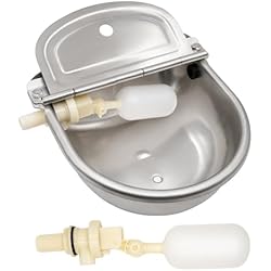 Dispenser Conectado A La Red Bebedero Automatico con 2 Piezas 1/2´´ Válvula de Flotador, Acero Inoxidable Cuenco Waterer Automático para Perro, Ternero, Conejo, Lechón, Oveja, Cabra